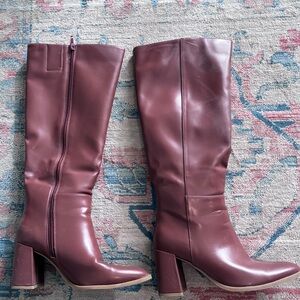 Elegant Burgundy Knee-High Boots